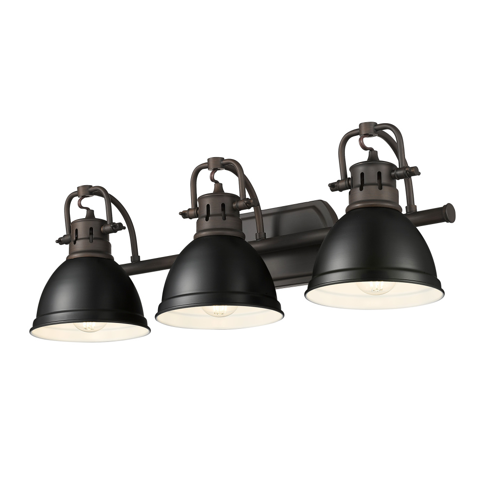 Yep by Golden Lighting Duncan 3-light Vanity in Rubbed Bronze and Matte Black shade